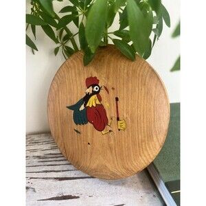 Vintage Primitive Rooster Hamburger Press Wood Hinged MCM Folk Art Kitchen Decor